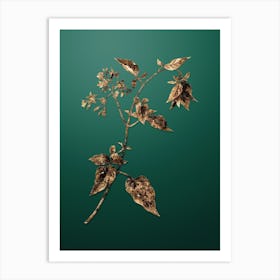 Gold Botanical Bittersweet on Dark Spring Green n.3523 Art Print