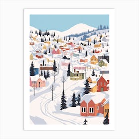 Retro Winter Illustration Kiruna Sweden 1 Art Print