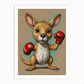 Kangaroo With Boxing Gloves Art Print