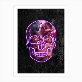 Neon Halloween Skull Art Print