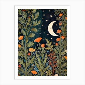 William Morris Moon And Flowers 40 Art Print