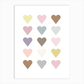 Pastel Hearts Art Print