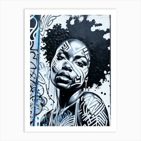 Graffiti Mural Of Beautiful Black Woman 137 Art Print