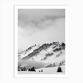 Cerro Catedral, Argentina Black And White Skiing Poster Art Print