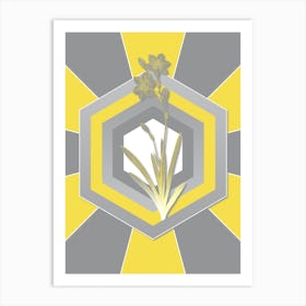 Vintage Coppertips Botanical Geometric Art in Yellow and Gray n.243 Art Print