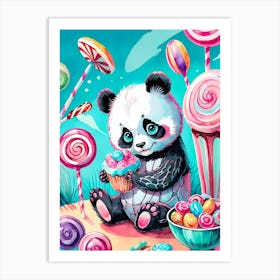 Cute Skeleton Panda Halloween Painting (8) Art Print