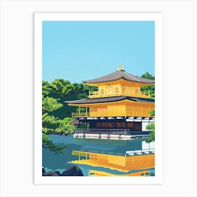 Kinkaku Ji Golden Pavilion Kyoto 3 Colourful Illustration Art Print