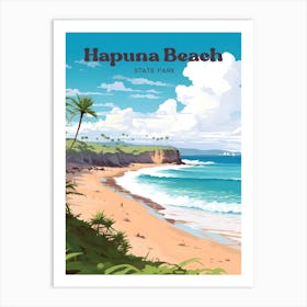 Hapuna Beach State Park Nature Modern Travel Illustration Art Print