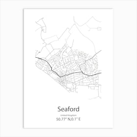 Seaford,United Kingdom Minimalist Map Art Print