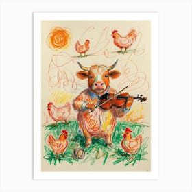 Cow Playing Violin 1 Art Print