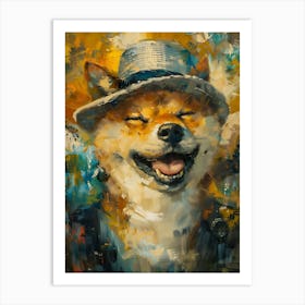 Oil Painting Smiling Shiba Inu 17 Art Print