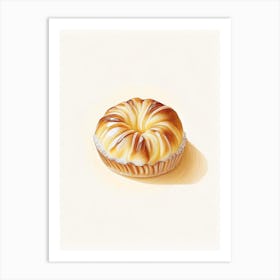 Kouign Amann Dessert Retro Minimal Flower Art Print