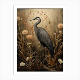 Dark And Moody Botanical Crane 2 Art Print