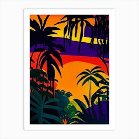 Jungle Geometric Sunset Art Print