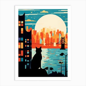 San Francisco, United States Skyline With A Cat 1 Art Print