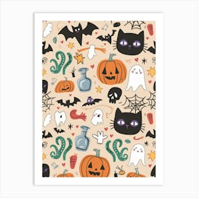 Halloween Seamless Pattern Art Print