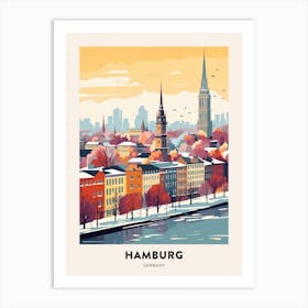 Vintage Winter Travel Poster Hamburg Germany 1 Art Print