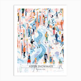 Aspen Snowmass   Colorado Usa, Ski Resort Poster Illustration 5 Art Print