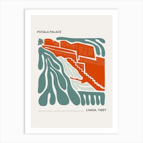 Potala Palace   Lhasa, Tibet, Warm Colours Illustration Travel Poster 2 Art Print