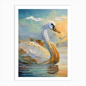 Swan At Sunset 1 Art Print