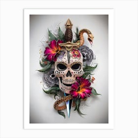 Skull and Dagger Sketch Art Poster #1 Art Print