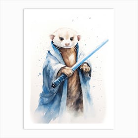 Baby Ferret As A Jedi Watercolour 3 Art Print