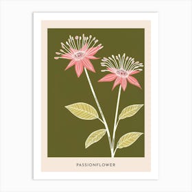 Pink & Green Passionflower 1 Flower Poster Art Print