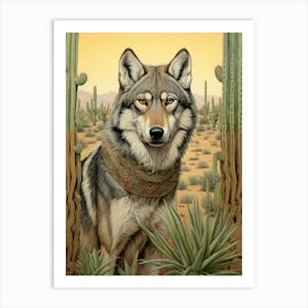Indian Wolf Desert Scenery 4 Art Print