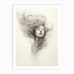 Wavy Hair Fine Line Face 4 Art Print