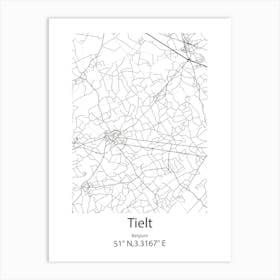 Tielt,Belgium Minimalist Map Art Print