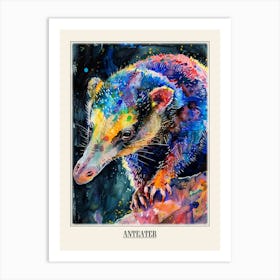 Anteater Colourful Watercolour 2 Poster Art Print