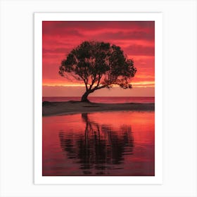 Lone Tree At Sunset Art Print