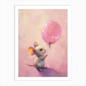 Cute Mouse 3 With Balloon Art Print