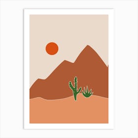 Mountains And Cactus Art Print