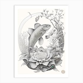 Showa Koi Fish 1, Haeckel Style Illustastration Art Print