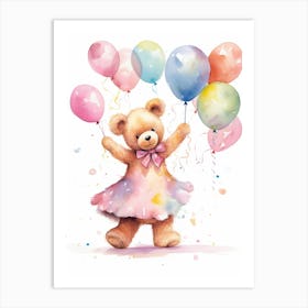 Rhythmic Gymnastics Teddy Bear Painting Watercolour 1 Art Print