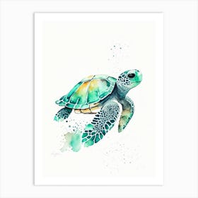 Conservation Sea Turtle, Sea Turtle Minimalist Watercolour 1 Art Print