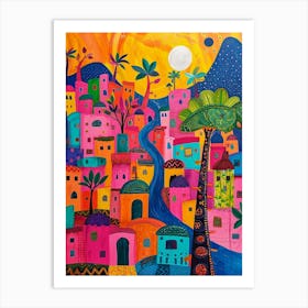 Kitsch Colourful Rio De Janeiro Cityscape 1 Art Print