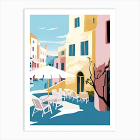 Oia, Greece, Flat Pastels Tones Illustration 4 Art Print