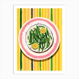 A Plate Of Green Beans 2  Top View Food Illustration 3 Art Print