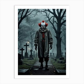 It Clown A Grinning Specter in the Graveyard Art Print