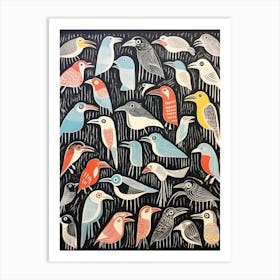Abstract Bird Linocut Style 2 Art Print
