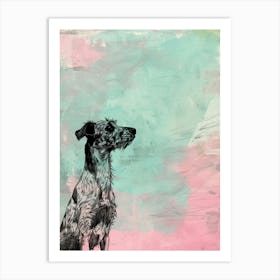 Pastel Watercolour Scottish Deerhound Dog Line Illustration 3 Art Print