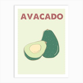 Avacado, Condiment, Kitchen, Cartoon, Art, Style, Minimal, Wall Print Art Print