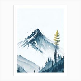 Mountain And Forest In Minimalist Watercolor Vertical Composition 308 Art Print