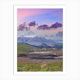 Sunset Over A Mountain Range Art Print