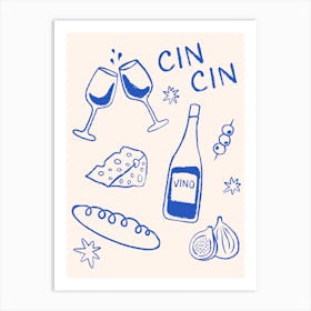 Fancy Dinner. Cheese and Wine Art Print