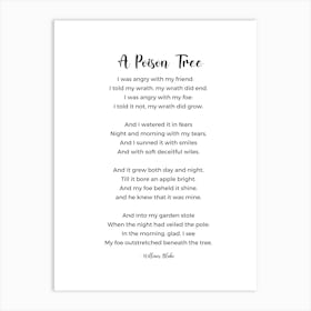 A Poison Tree Poem By William Blake Wall Art Print