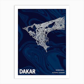 Dakar Crocus Marble Map Art Print