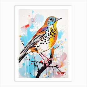 Andy Warhol Style Bird Hermit Thrush 2 Art Print